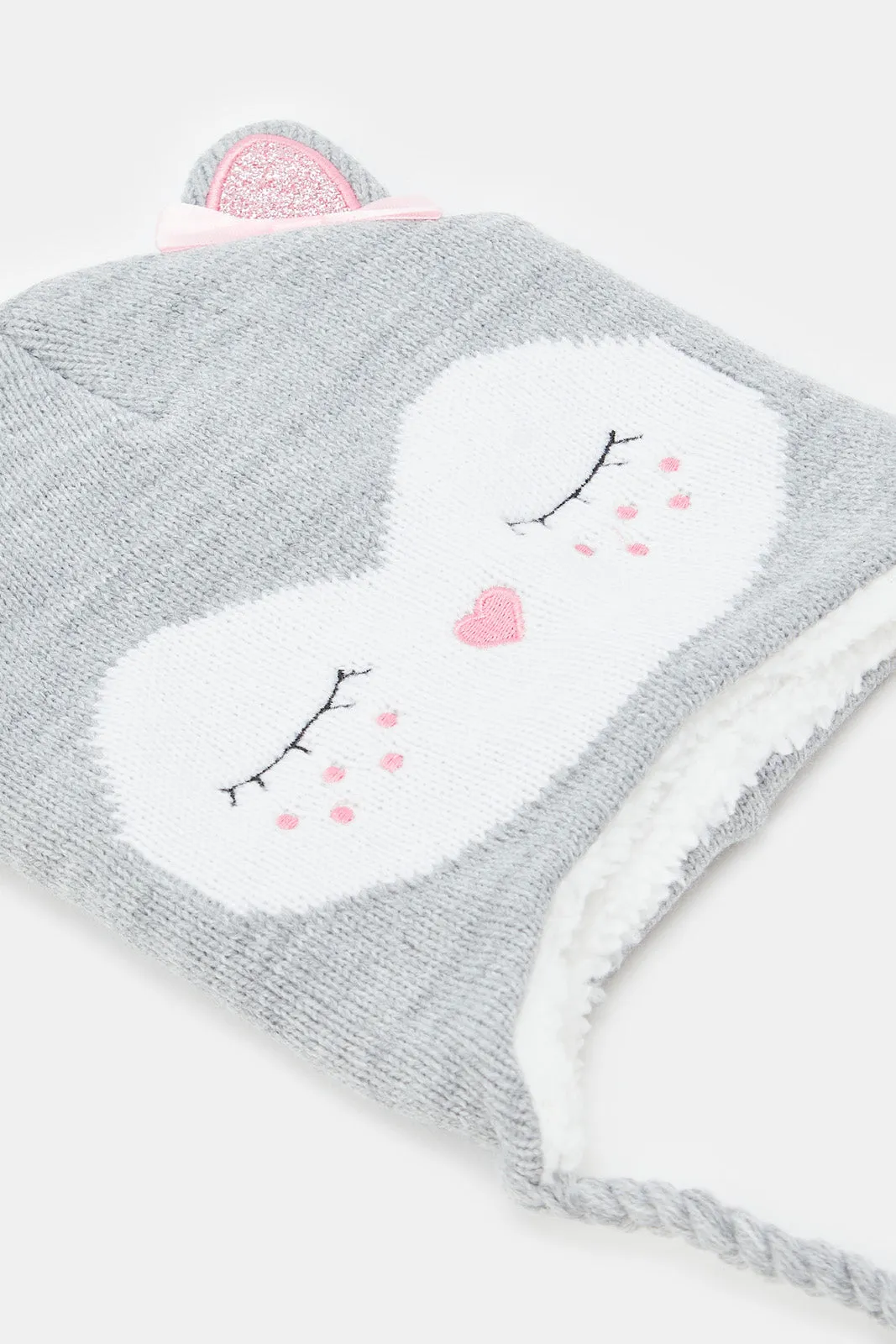 Girls Embellished Knitted Cap (1 Piece)