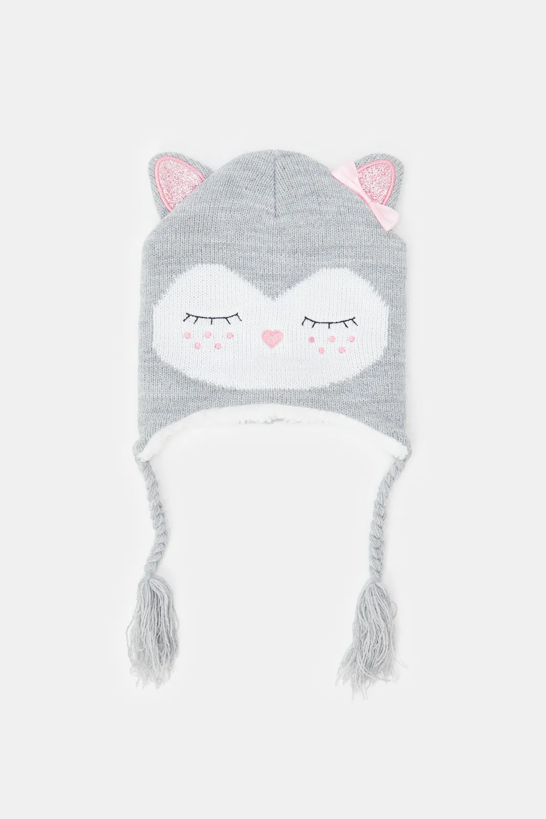Girls Embellished Knitted Cap (1 Piece)