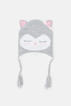 Girls Embellished Knitted Cap (1 Piece)