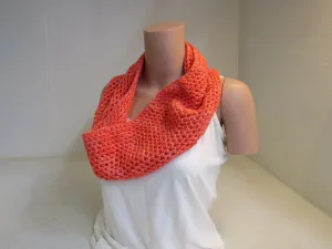 Handcrafted Cowl Coral Crocheted 50% Alpaca 50% Mulberry Silk Female Adult -- New