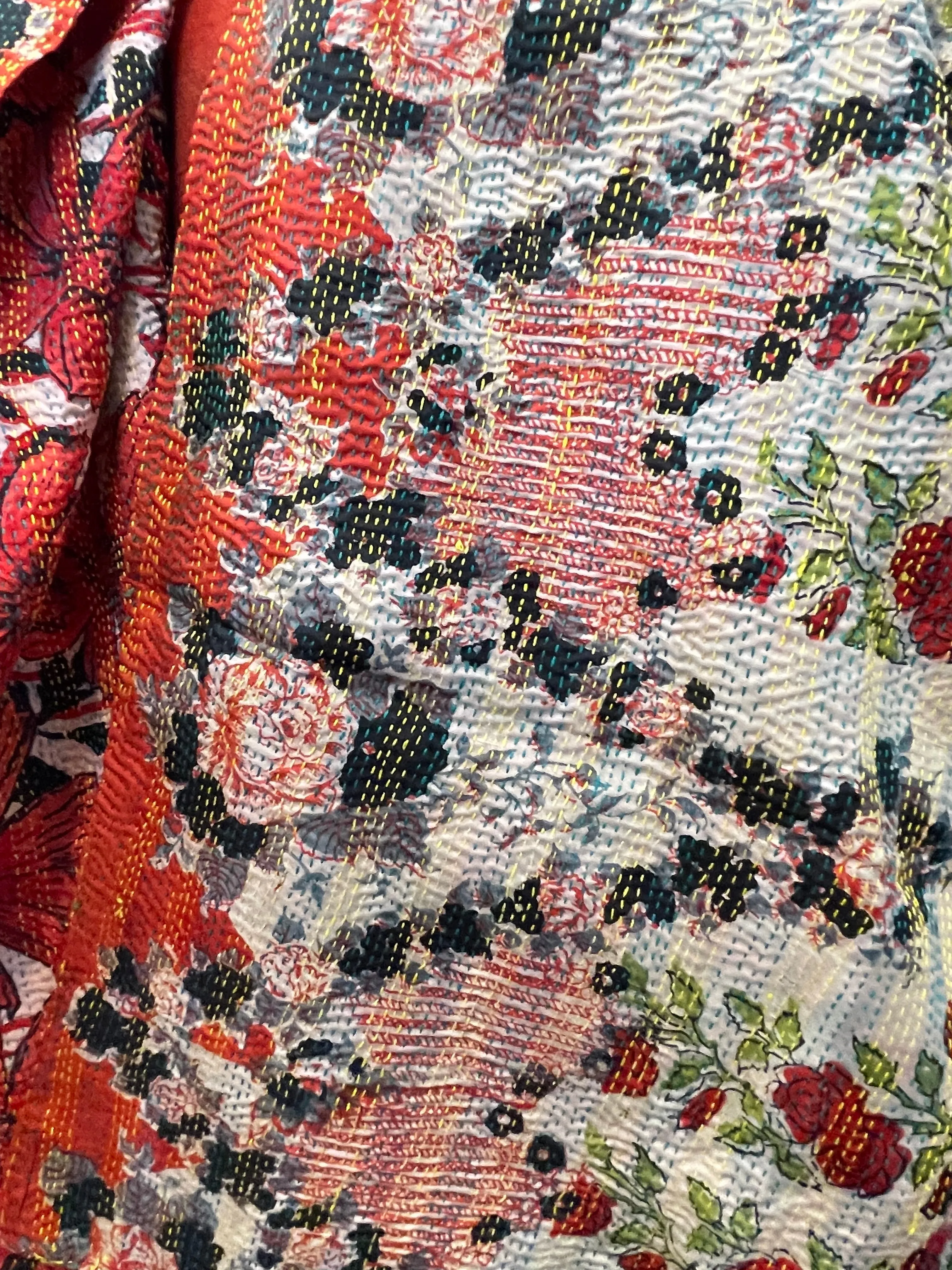 Kantha Silk Muffler - Rose Garden