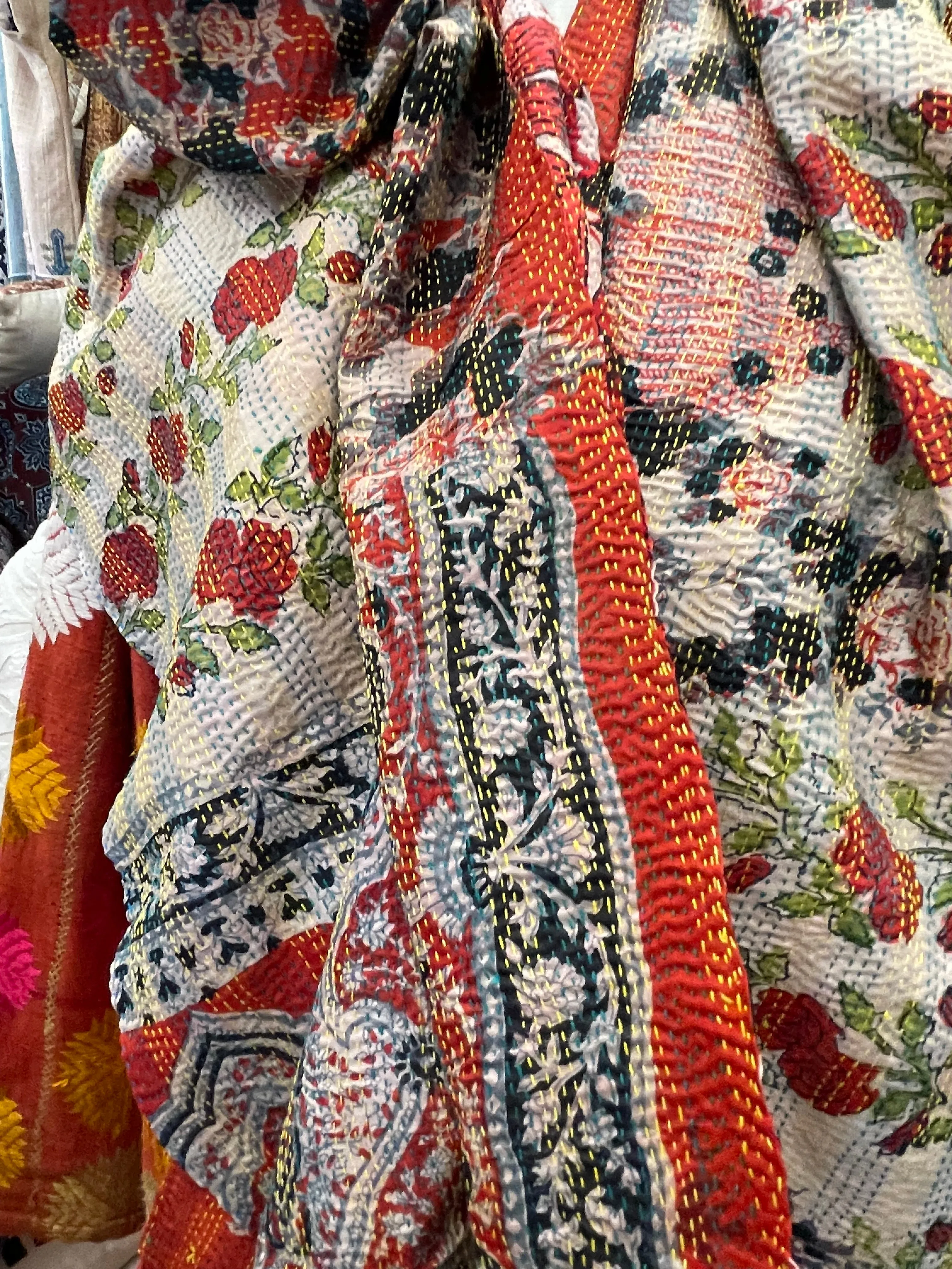 Kantha Silk Muffler - Rose Garden