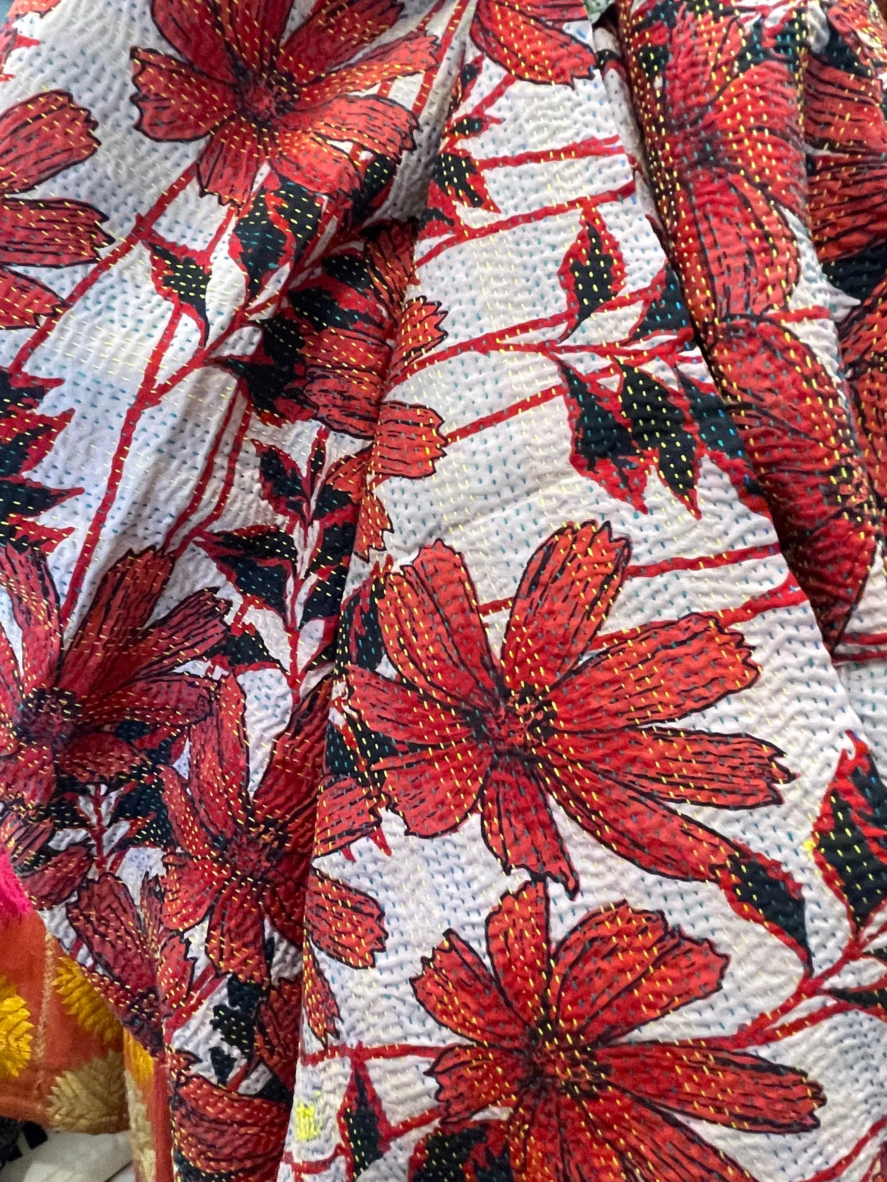 Kantha Silk Muffler - Rose Garden