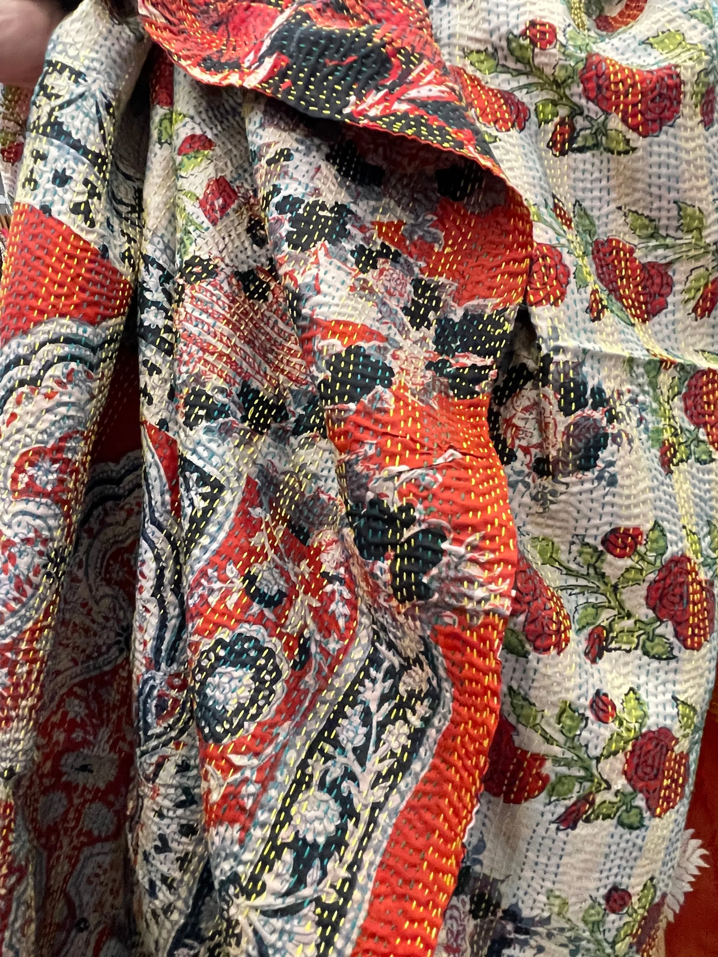 Kantha Silk Muffler - Rose Garden