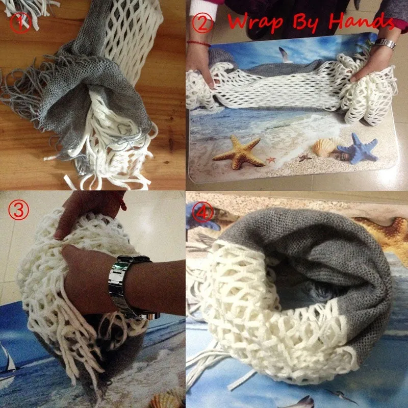 Knitted Loop Tassels Scarf