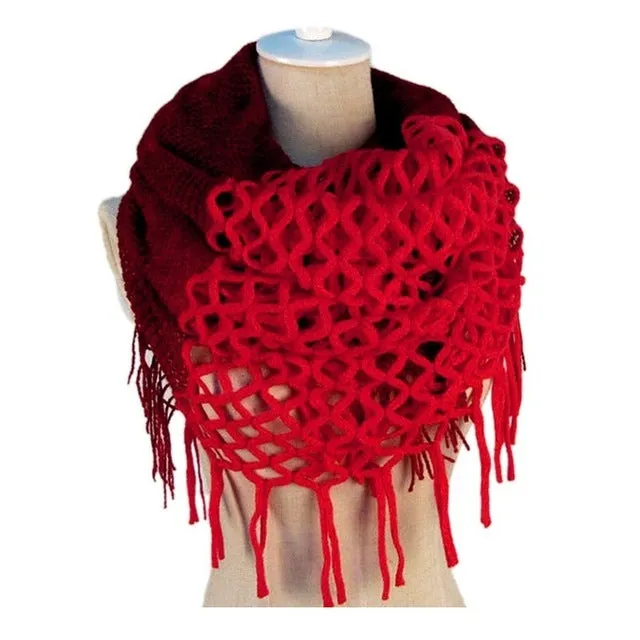 Knitted Loop Tassels Scarf