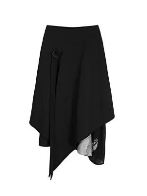 Layered Asymmetric Printed Midi Skirt