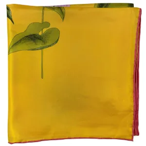 Leonard Paris Scarf Orange Pink Green Floral - Twill Silk Large Square Scarf