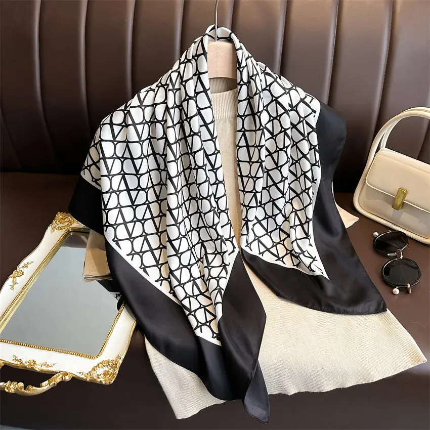 Luxury 90*90cm Square Silk Scarf Women Hairband Neckerchief Stylish Shawl Bandanna Headband Foulard Wraps for Elegant Looks