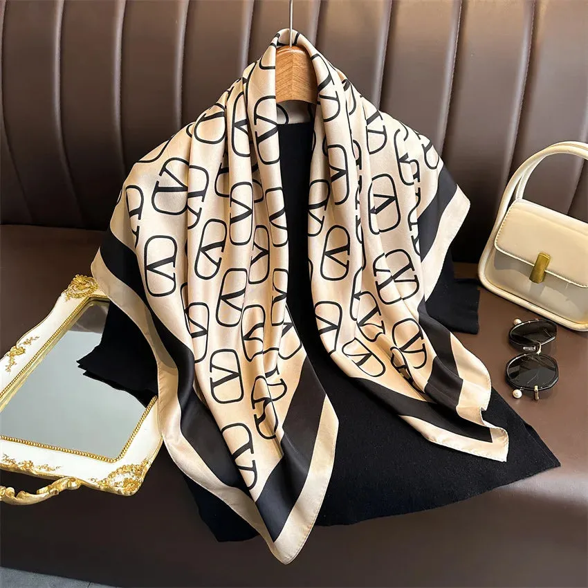 Luxury 90*90cm Square Silk Scarf Women Hairband Neckerchief Stylish Shawl Bandanna Headband Foulard Wraps for Elegant Looks