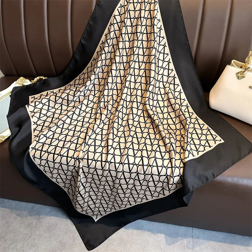 Luxury 90*90cm Square Silk Scarf Women Hairband Neckerchief Stylish Shawl Bandanna Headband Foulard Wraps for Elegant Looks