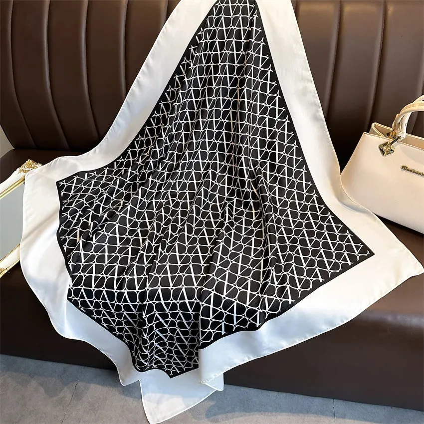 Luxury 90*90cm Square Silk Scarf Women Hairband Neckerchief Stylish Shawl Bandanna Headband Foulard Wraps for Elegant Looks