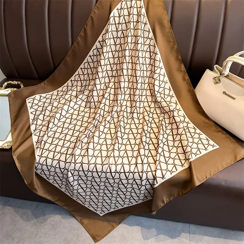 Luxury 90*90cm Square Silk Scarf Women Hairband Neckerchief Stylish Shawl Bandanna Headband Foulard Wraps for Elegant Looks