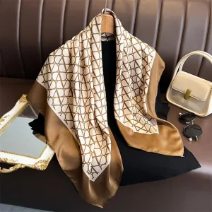 Luxury 90*90cm Square Silk Scarf Women Hairband Neckerchief Stylish Shawl Bandanna Headband Foulard Wraps for Elegant Looks