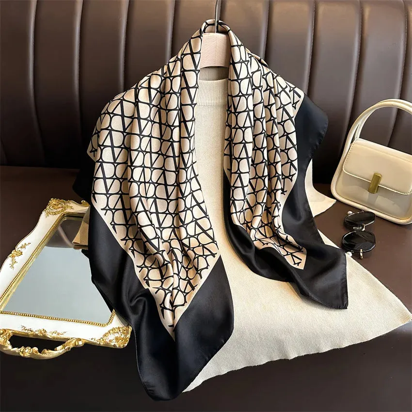 Luxury 90*90cm Square Silk Scarf Women Hairband Neckerchief Stylish Shawl Bandanna Headband Foulard Wraps for Elegant Looks
