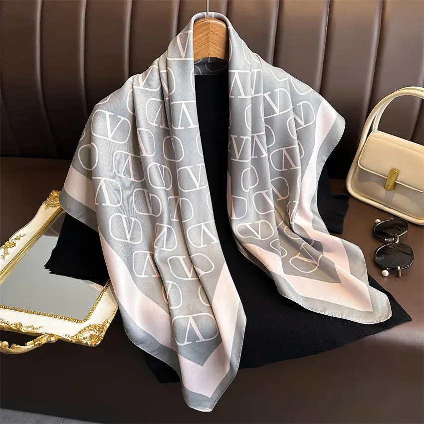 Luxury 90*90cm Square Silk Scarf Women Hairband Neckerchief Stylish Shawl Bandanna Headband Foulard Wraps for Elegant Looks