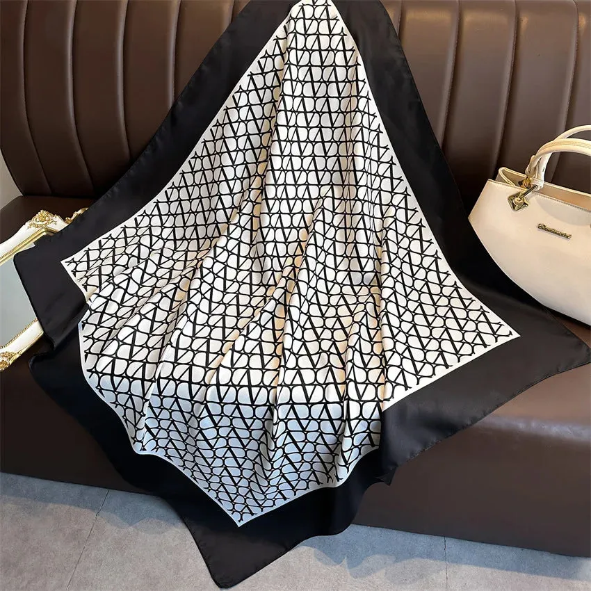 Luxury 90*90cm Square Silk Scarf Women Hairband Neckerchief Stylish Shawl Bandanna Headband Foulard Wraps for Elegant Looks