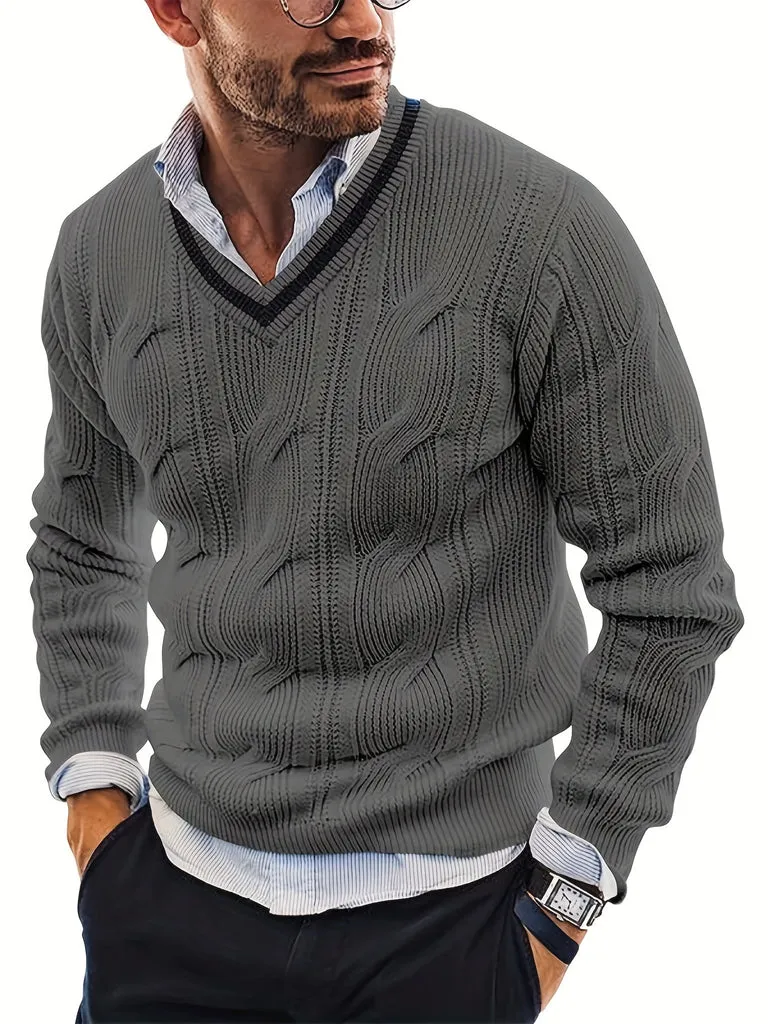 Men's Classic Knitted Cashmere V-Neck Jumper | Ideal for Autumn/Winter