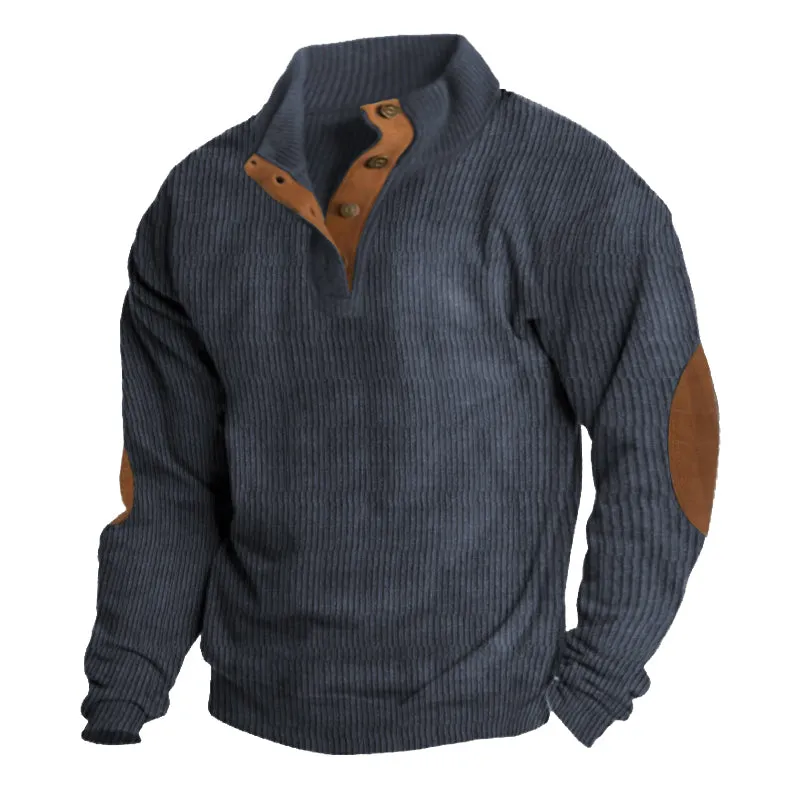 Men's Classic Ribbed Wool Jumper with Button Detail | Ideal for Autumn/Winter