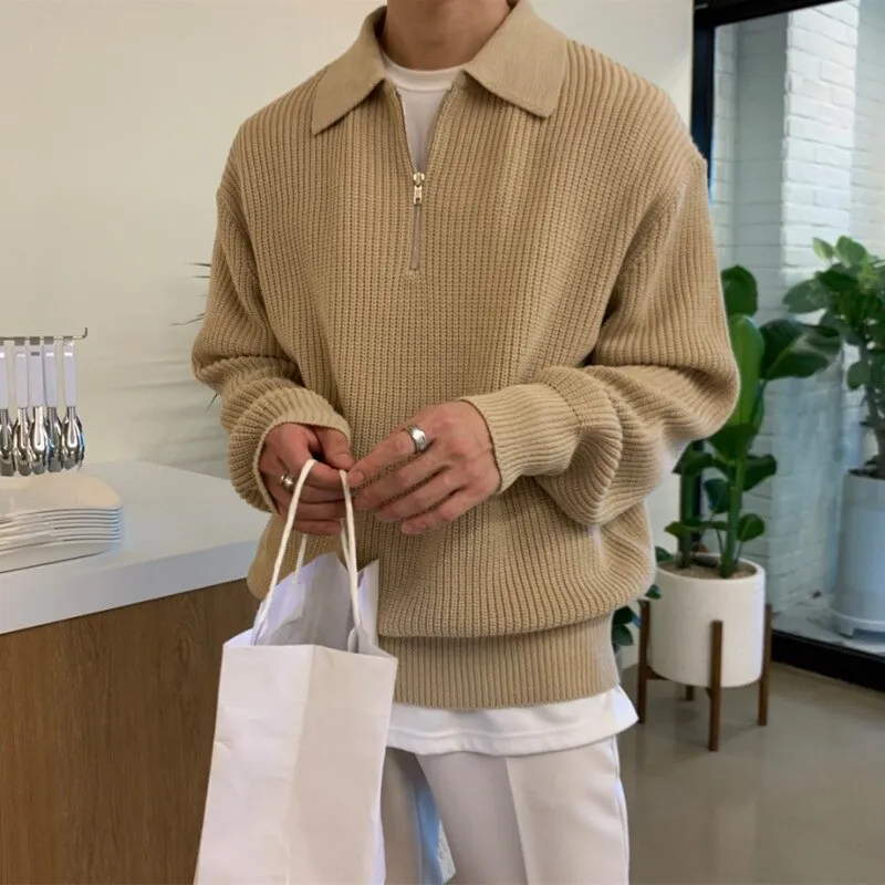 Men's Classic Ribbed Wool Jumper with Button Detail | Ideal for Autumn/Winter