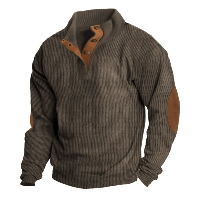 Men's Classic Ribbed Wool Jumper with Button Detail | Ideal for Autumn/Winter