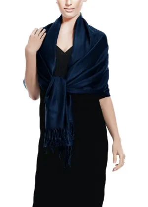 Midnight Blue Pashmina Shawl Wrap Scarf