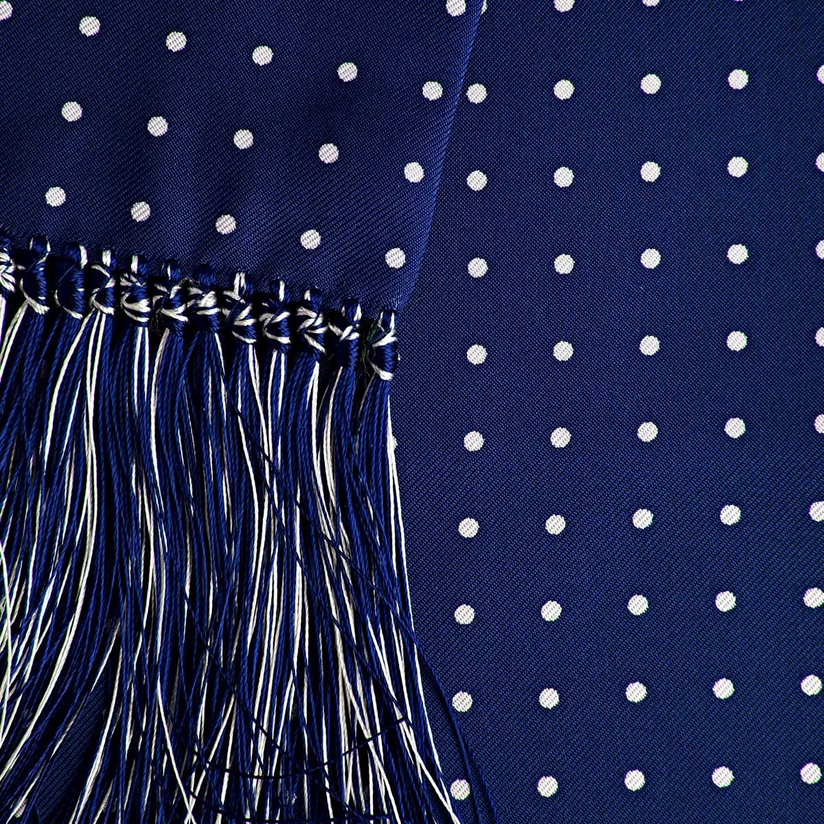 Navy & White Spot Silk Tubular Scarf