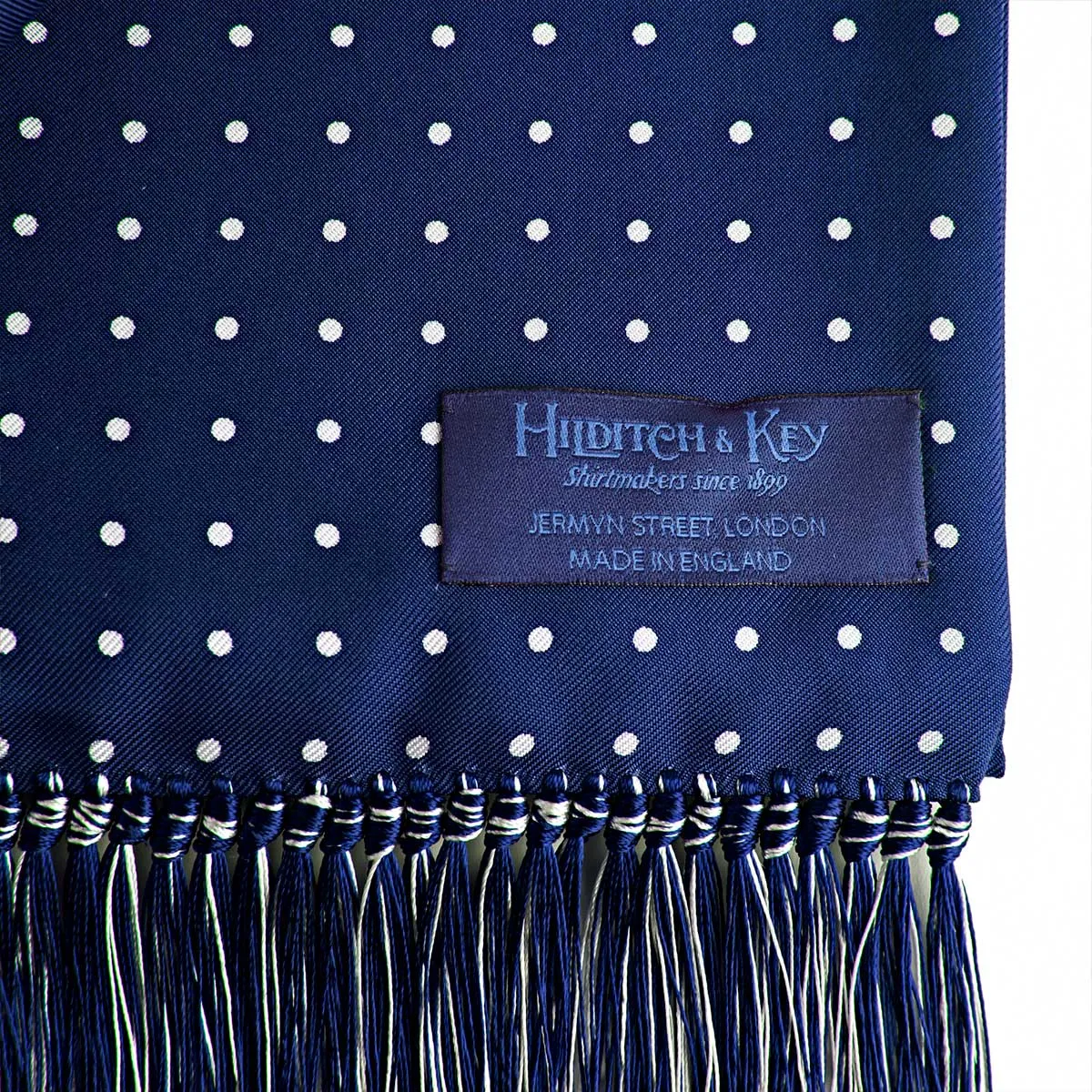 Navy & White Spot Silk Tubular Scarf