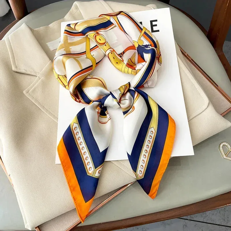 Neckerchief Female Luxury Square Scarf for Women Silk Shawl