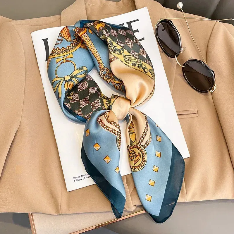 Neckerchief Female Luxury Square Scarf for Women Silk Shawl