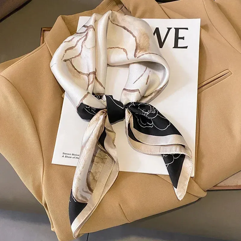 Neckerchief Female Luxury Square Scarf for Women Silk Shawl