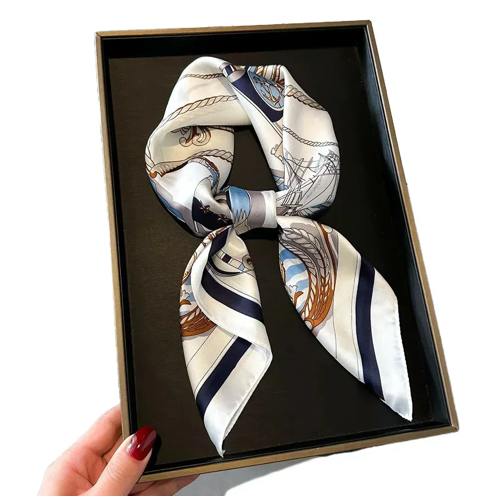 Neckerchief Female Luxury Square Scarf for Women Silk Shawl