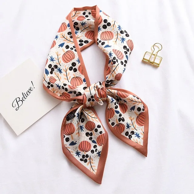 New Fashion Kerchief Small Silk Neck Scarf For Women Print Hijab 2020 Scarfs Female Shawls And Wraps Scarves Bandana Foulard