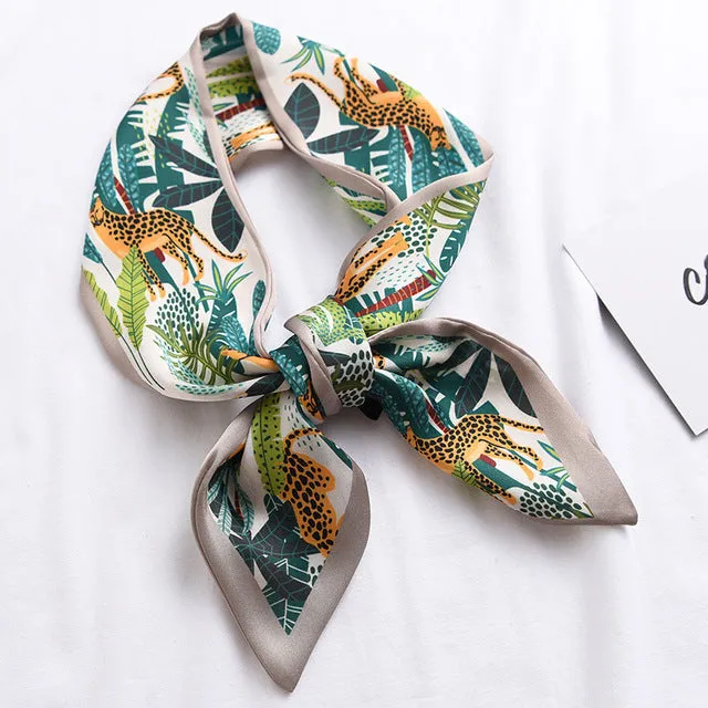 New Fashion Kerchief Small Silk Neck Scarf For Women Print Hijab 2020 Scarfs Female Shawls And Wraps Scarves Bandana Foulard