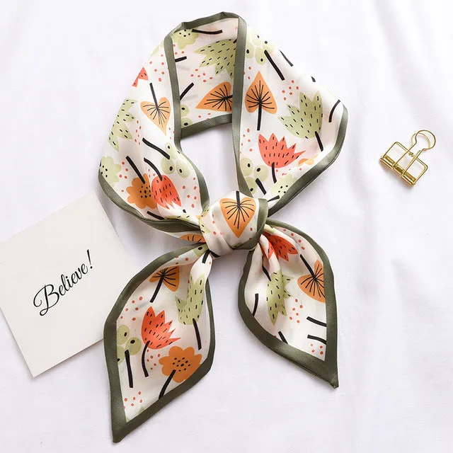 New Fashion Kerchief Small Silk Neck Scarf For Women Print Hijab 2020 Scarfs Female Shawls And Wraps Scarves Bandana Foulard