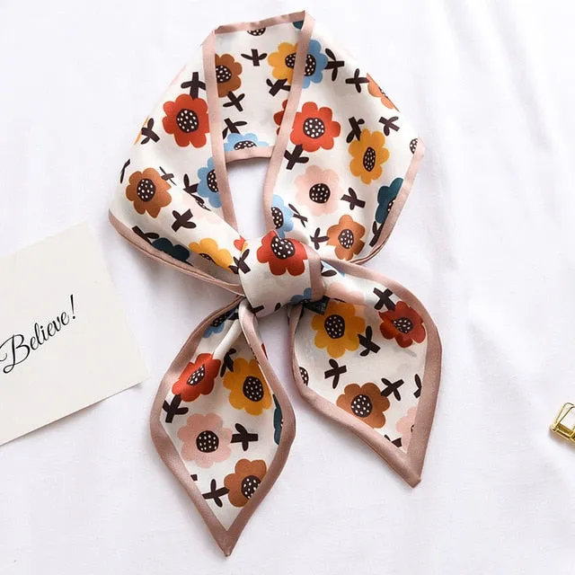 New Fashion Kerchief Small Silk Neck Scarf For Women Print Hijab 2020 Scarfs Female Shawls And Wraps Scarves Bandana Foulard