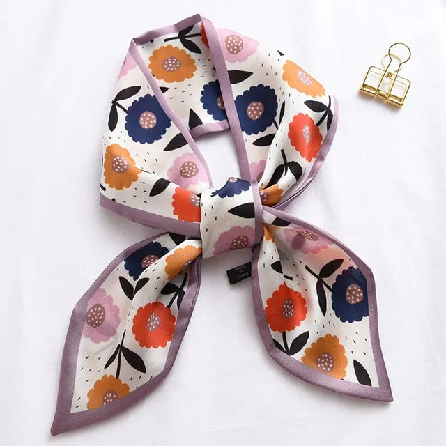 New Fashion Kerchief Small Silk Neck Scarf For Women Print Hijab 2020 Scarfs Female Shawls And Wraps Scarves Bandana Foulard