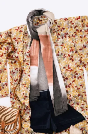Pashmina Scarf / Terra Cotta and Grey Ombre
