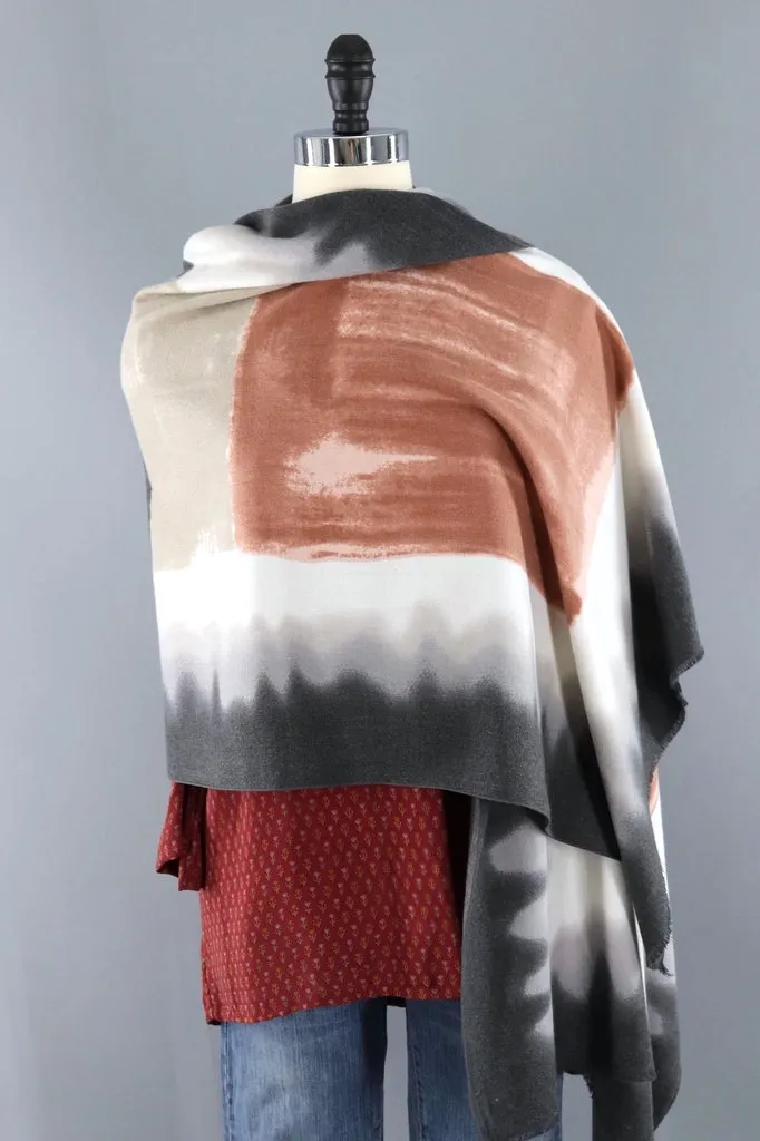Pashmina Scarf / Terra Cotta and Grey Ombre