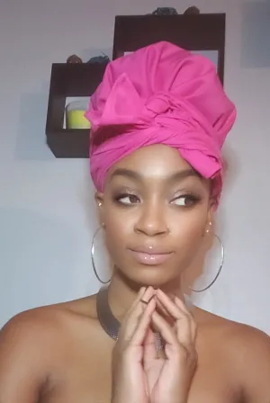 Pink Jersey Knit Stretched Fabric Slip On Headwrap