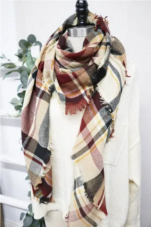 Plaid Oversized Blanket Scarves