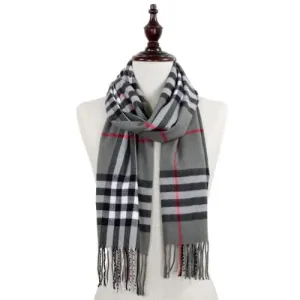 Plaid Scarf with Fringe