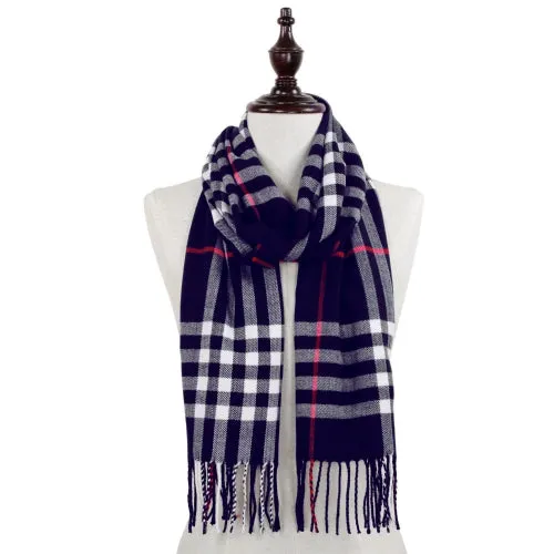 Plaid Scarf with Fringe
