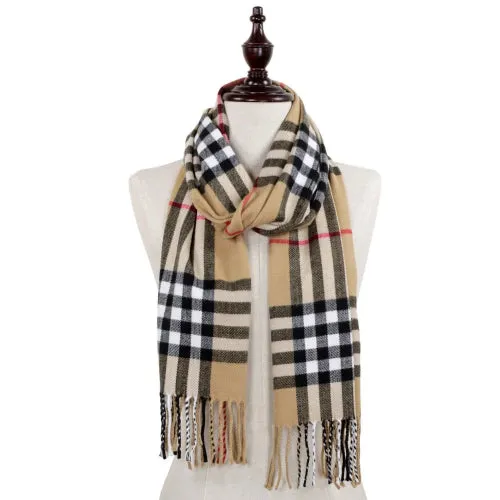 Plaid Scarf with Fringe