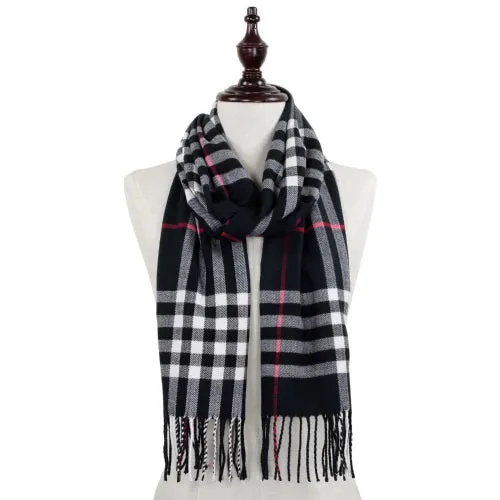 Plaid Scarf with Fringe