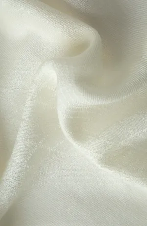 Premium Jacquard Wool Shawl - Cream