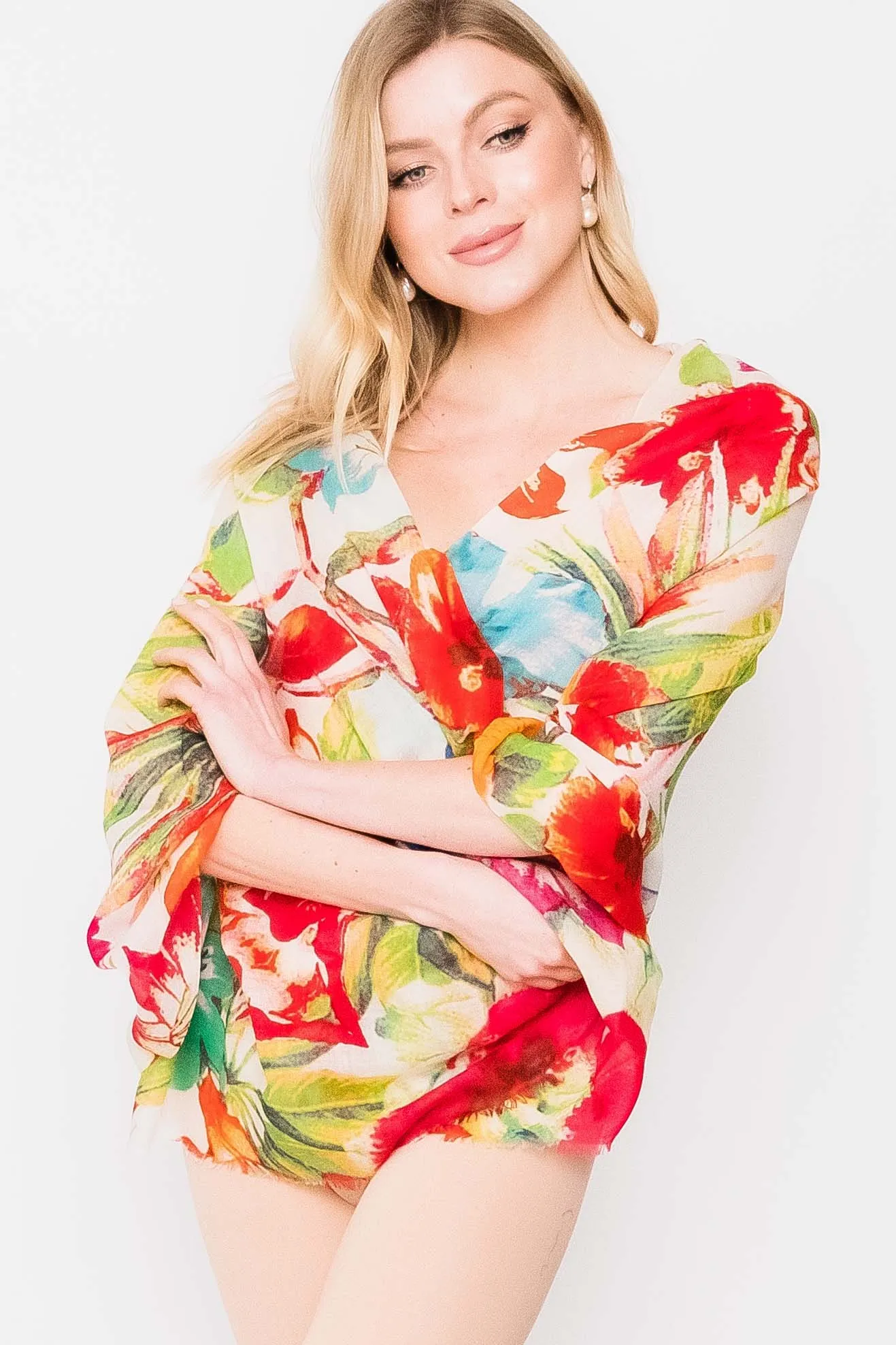 Printed Wool Scarf -  Winter Sale 50% Off - At checkout use code Winter50%