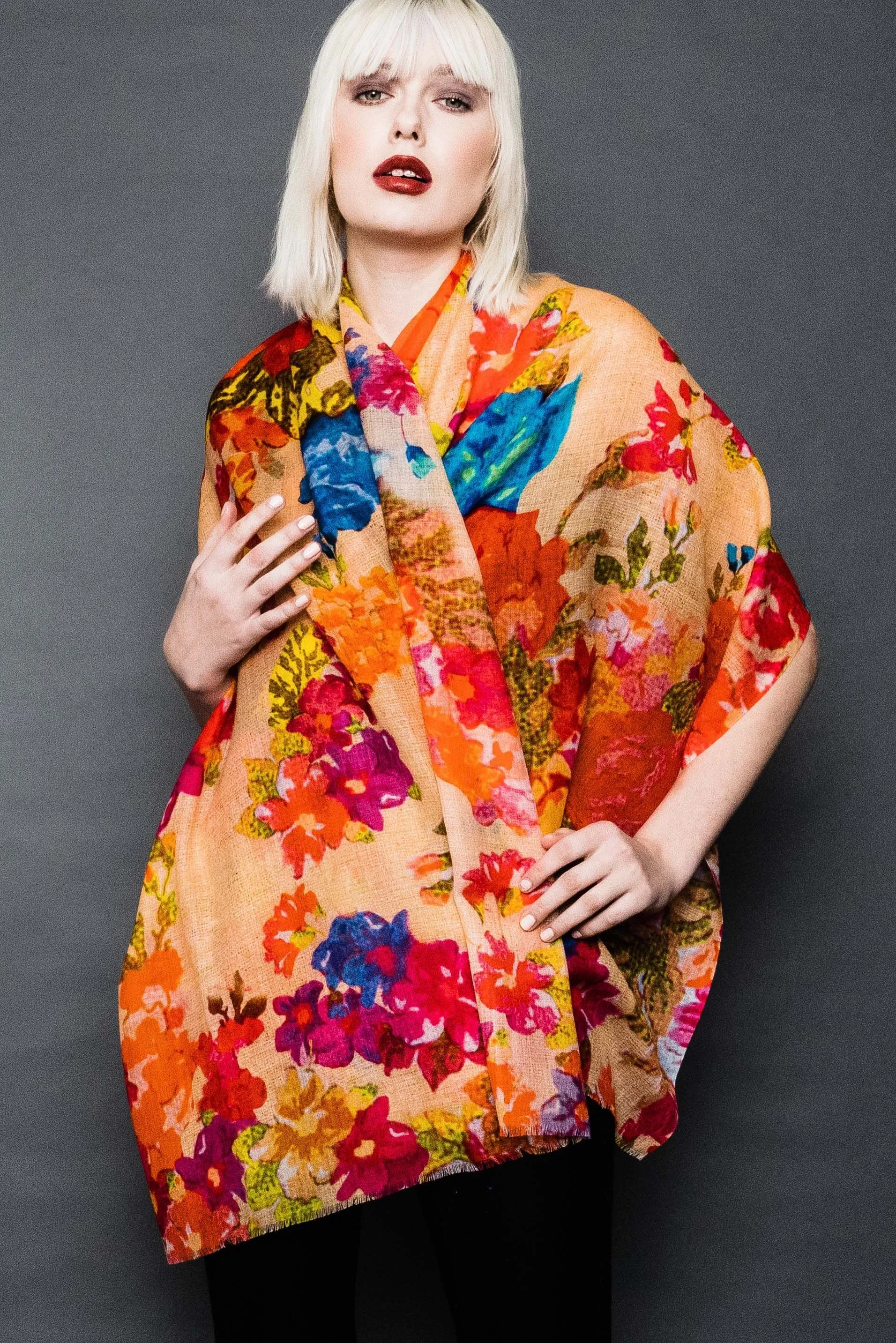 Printed Wool Scarf -  Winter Sale 50% Off - At checkout use code Winter50%