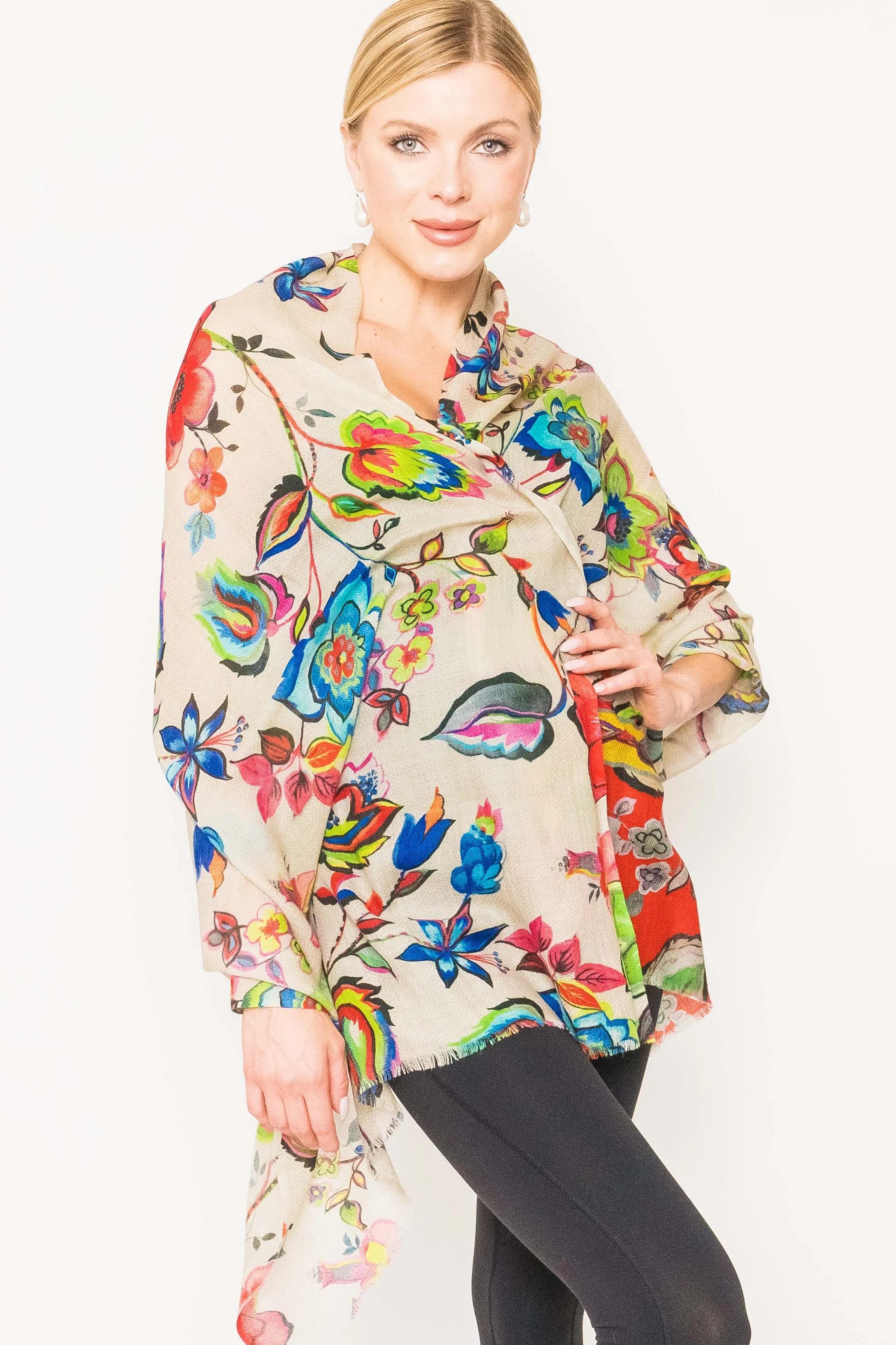 Printed Wool Scarf -  Winter Sale 50% Off - At checkout use code Winter50%