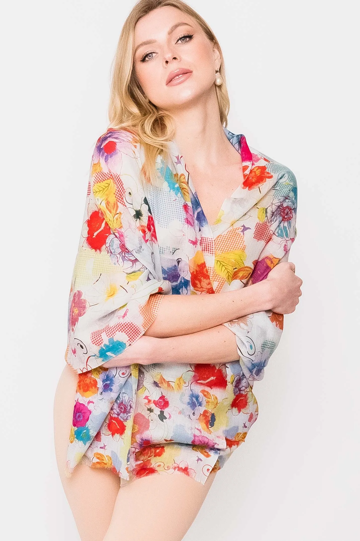 Printed Wool Scarf -  Winter Sale 50% Off - At checkout use code Winter50%